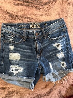 Buckle Blue Distressed Rolled-Hem Denim Shorts